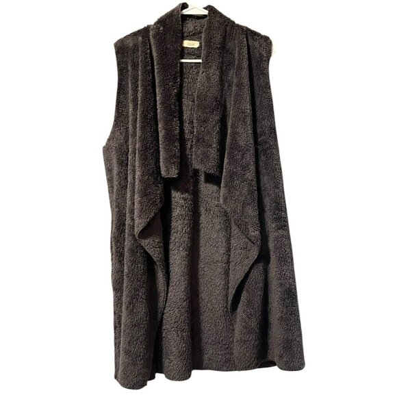 ODDY Anthropologie Fuzzy Gray Cardigan Sleeveless Pockets Long Tunic‎ Artist M - Picture 1 of 10